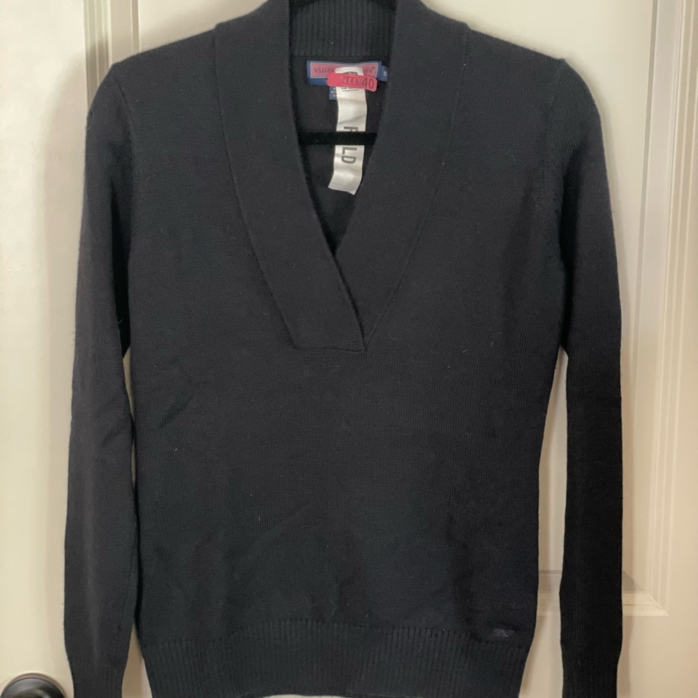 Vineyard Vines Black Wool/Cashmere Sweater, Size S